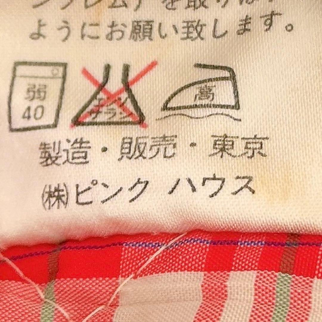 ピンクハウス ビンテージブルゾン ワッペン 裏地チェック 赤 フリーサイズ