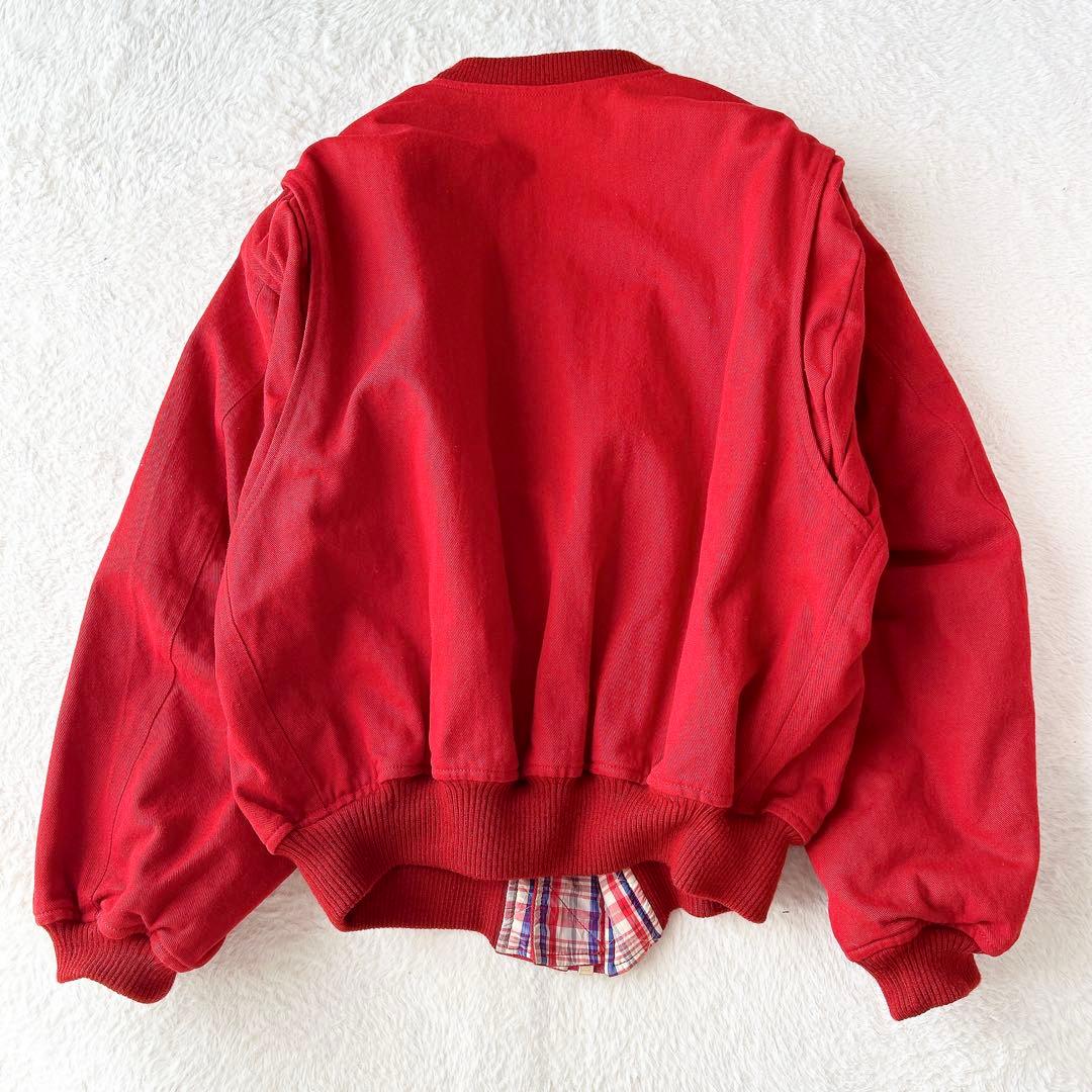 ピンクハウス ビンテージブルゾン ワッペン 裏地チェック 赤 フリーサイズ