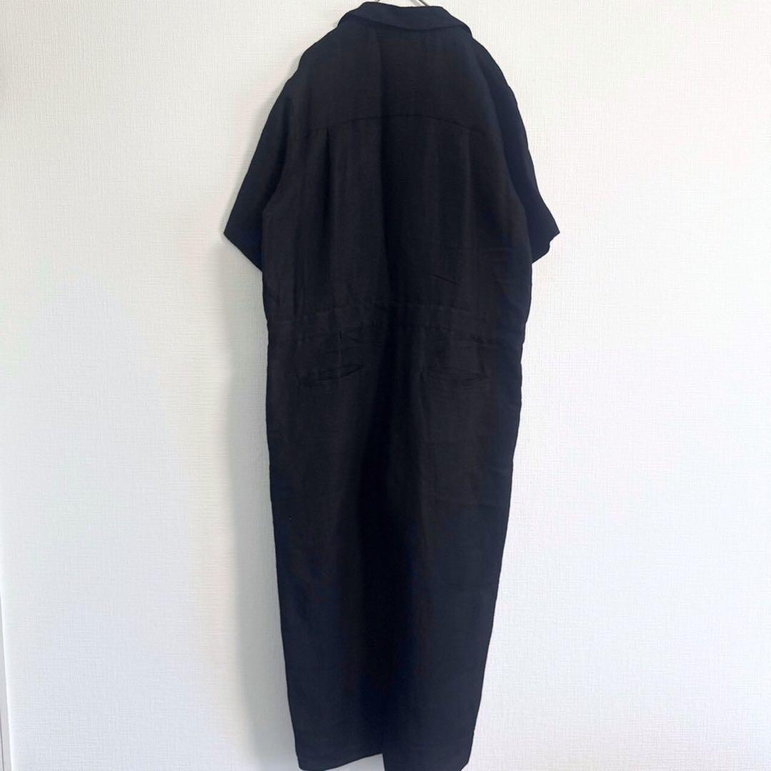 ebure 近年 リネンビスヘリンボーンオールインワン ジャンプスーツ 麻混