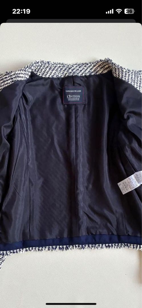 トゥモローランド　英国リントン社ツイードノーカラージャケット　36 S