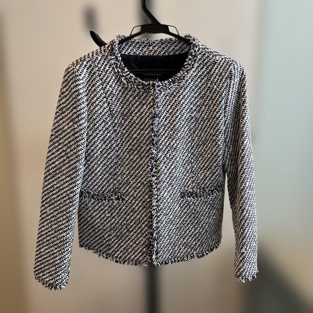 トゥモローランド　英国リントン社ツイードノーカラージャケット　36 S