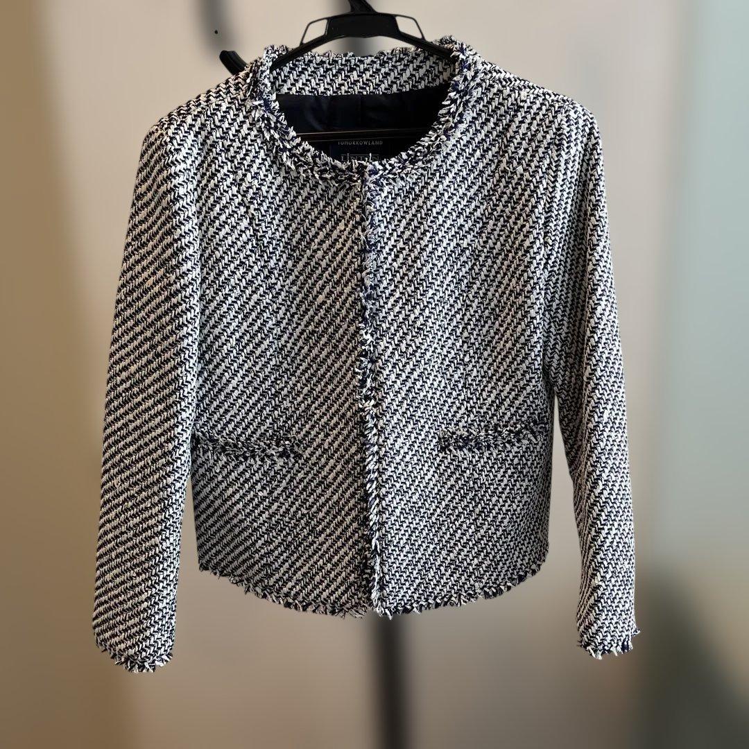 トゥモローランド　英国リントン社ツイードノーカラージャケット　36 S