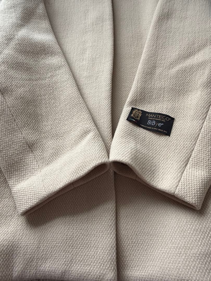 プラステ×マンテコ ノーカラーコート ベージュ カラーレス ウール混 Mサイズ