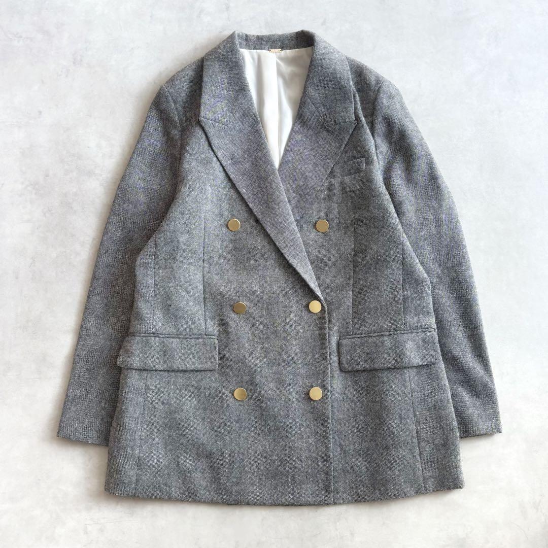 美品 ◆ Mila Owen 金釦ダブルブレストツイードロングブレザー　25SS