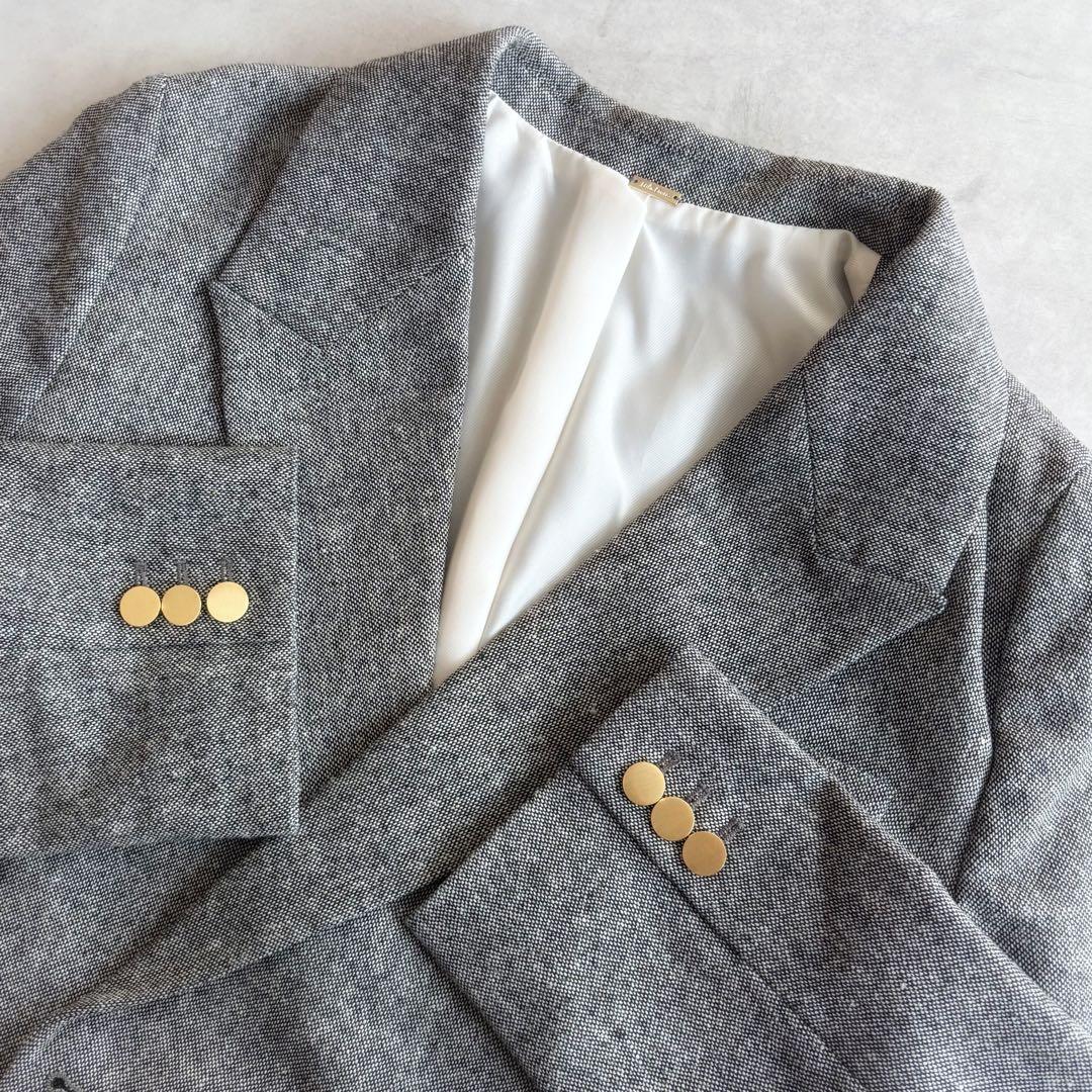 美品 ◆ Mila Owen 金釦ダブルブレストツイードロングブレザー　25SS