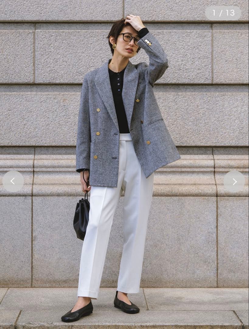 美品 ◆ Mila Owen 金釦ダブルブレストツイードロングブレザー　25SS