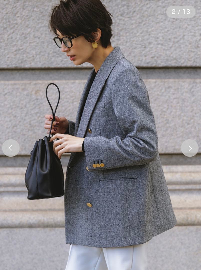 美品 ◆ Mila Owen 金釦ダブルブレストツイードロングブレザー　25SS