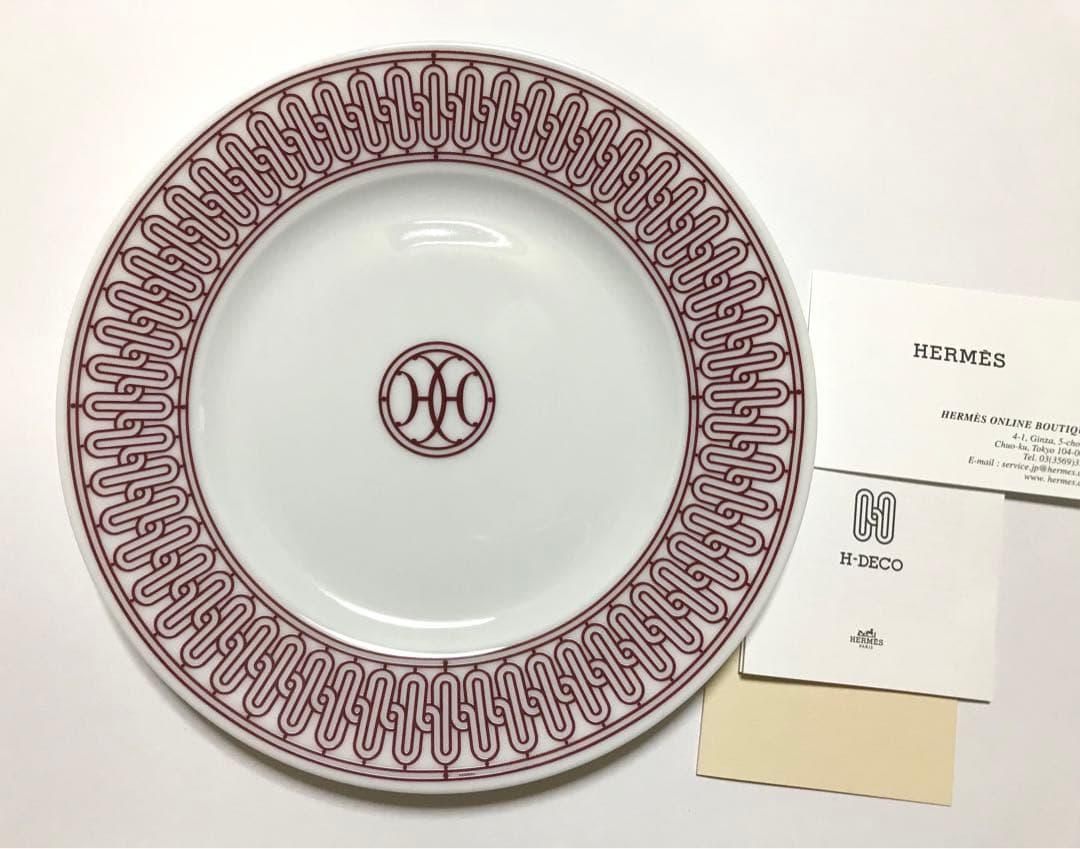 エルメス　Hデコ　デザートプレート　レッド　ルージュ　HERMESお皿洋食器　赤