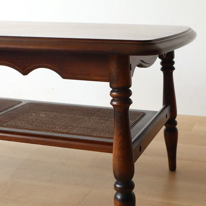 アンティーク カリモク センターテーブル コロニアル ラタン レトロ