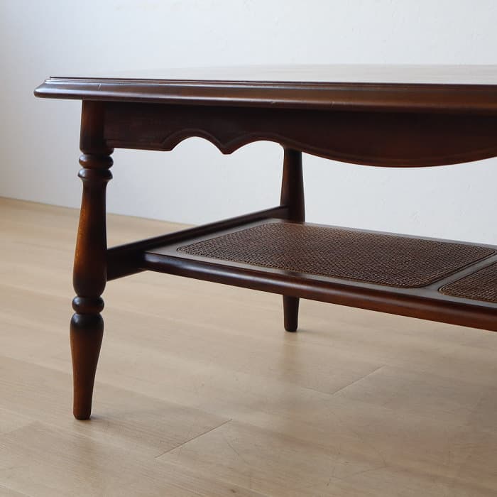 アンティーク カリモク センターテーブル コロニアル ラタン レトロ