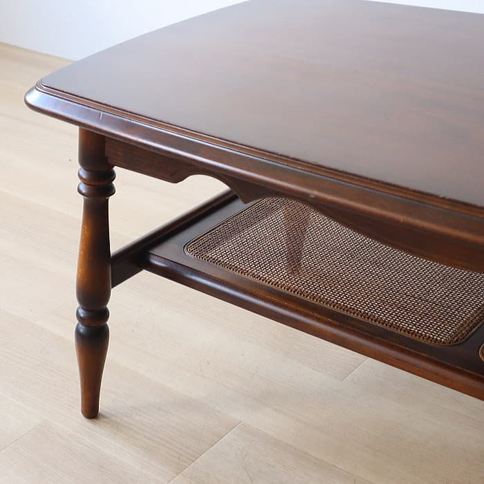 アンティーク カリモク センターテーブル コロニアル ラタン レトロ