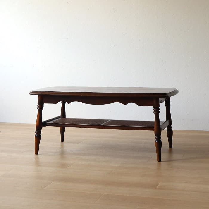 アンティーク カリモク センターテーブル コロニアル ラタン レトロ