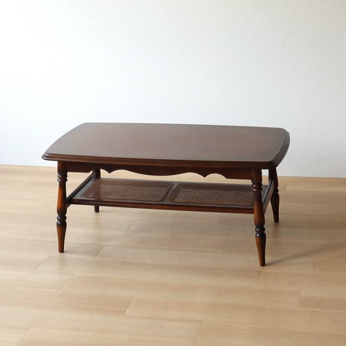 アンティーク カリモク センターテーブル コロニアル ラタン レトロ