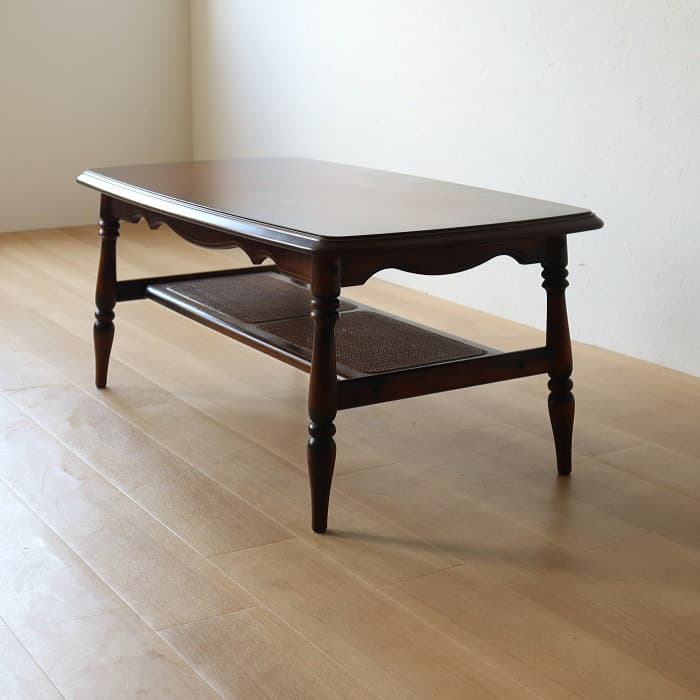 アンティーク カリモク センターテーブル コロニアル ラタン レトロ