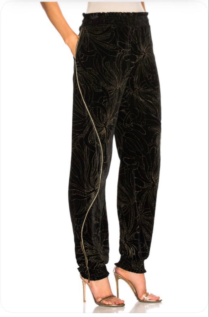 Chloé サルエルパンツ ベロア ブラック ゴールドデザイン