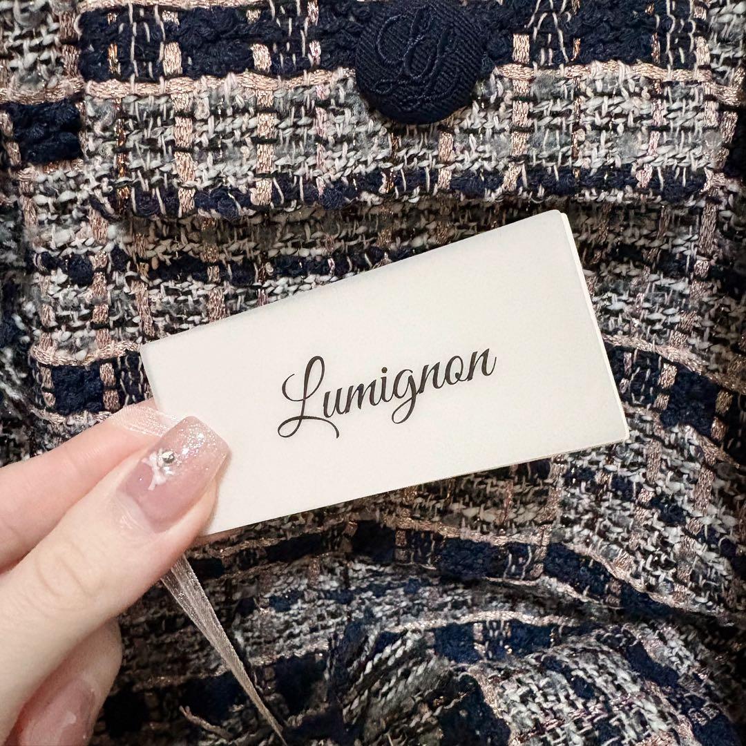 ジャケット・アウター Lumignon Navy pink tweed fur jacket