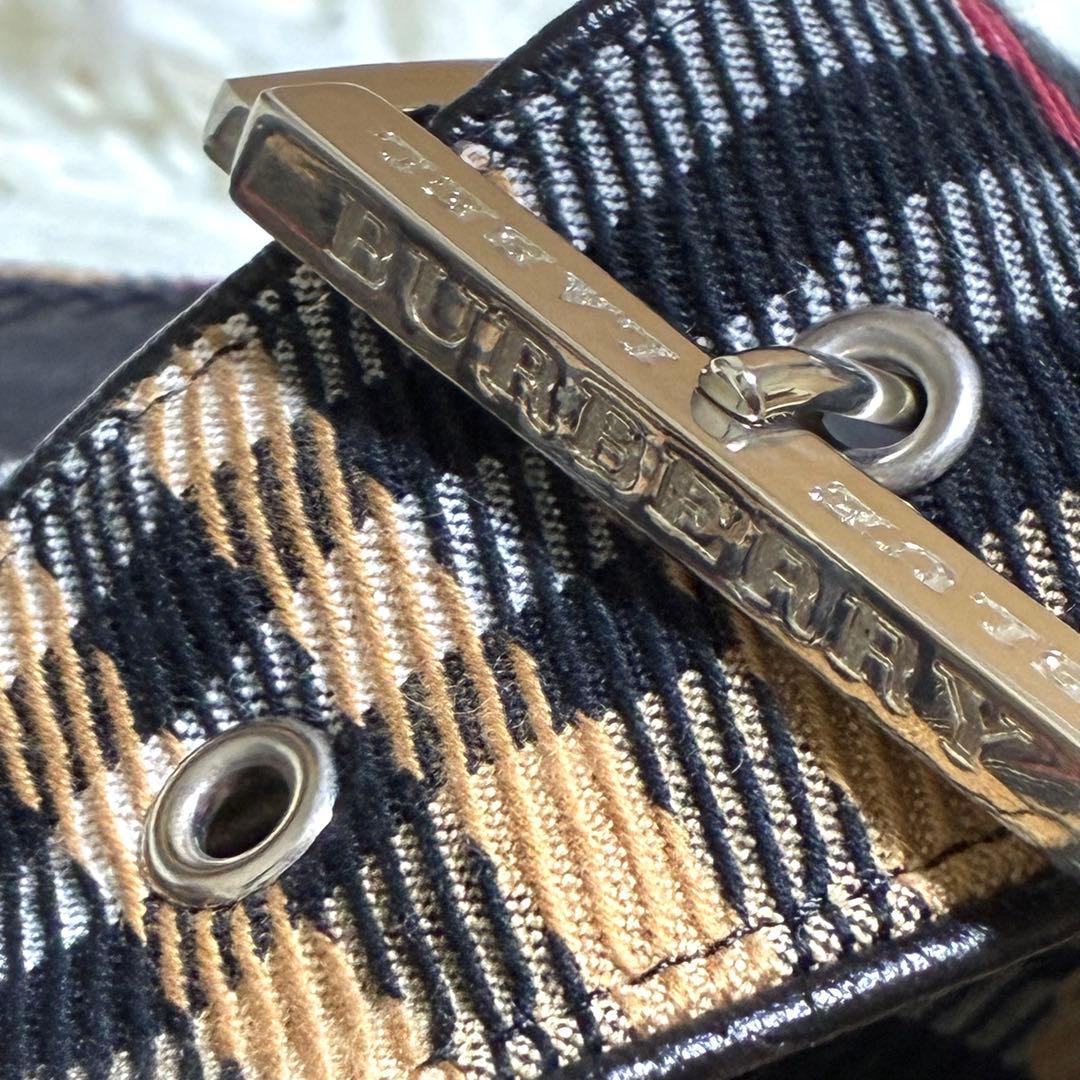 バーバリーブルーレーベル ノバチェック ベルト付 ミニスカート フレア 38