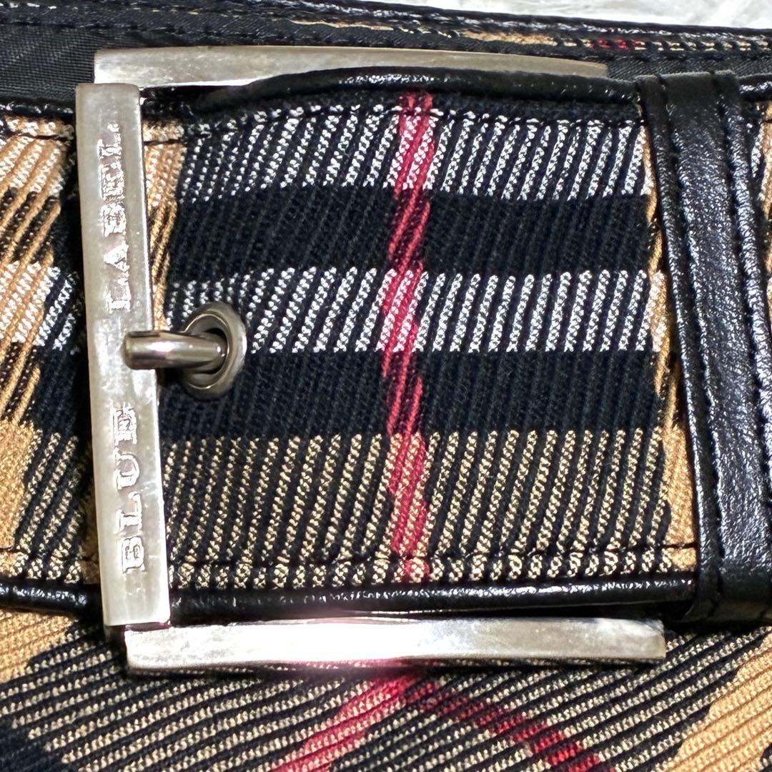 バーバリーブルーレーベル ノバチェック ベルト付 ミニスカート フレア 38