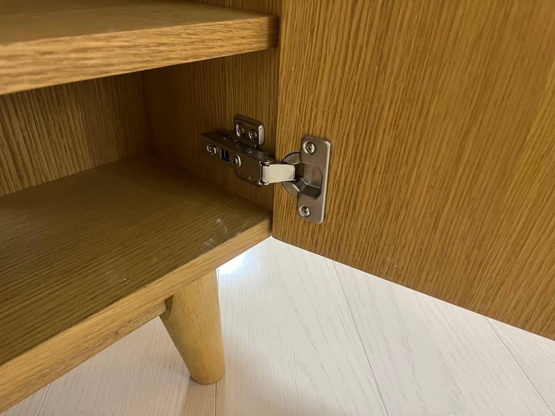 コーナー型テレビ台 脚付き　120×49.5 ベルメゾン　ナチュラル無垢材