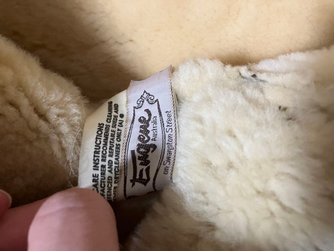 80s Eugene ムートンコート　ハイネック ボアジャケット　羊革