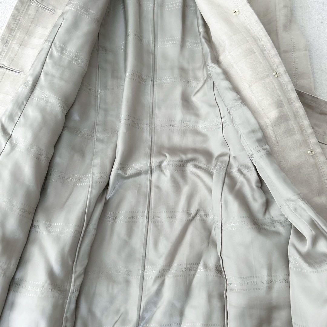 バーバリーブルーレーベル　トレンチコート　シャドーチェック　ベージュ　ベルト　S