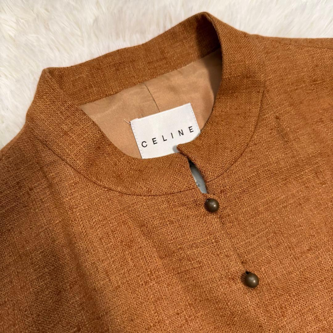 希少極美品XLサイズ相当　セリーヌ　シルク　カシミヤ　ロングコート　2way