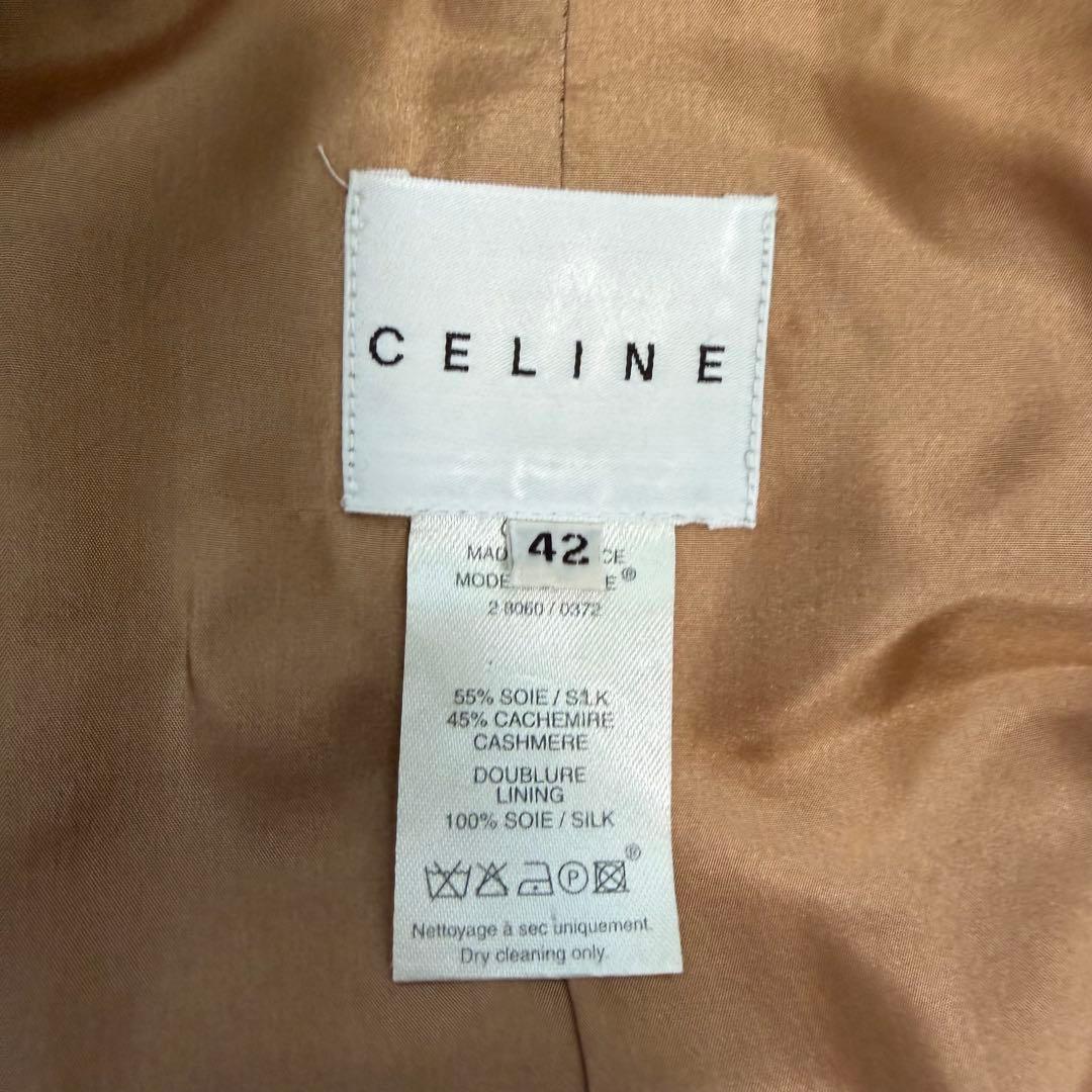 希少極美品XLサイズ相当　セリーヌ　シルク　カシミヤ　ロングコート　2way