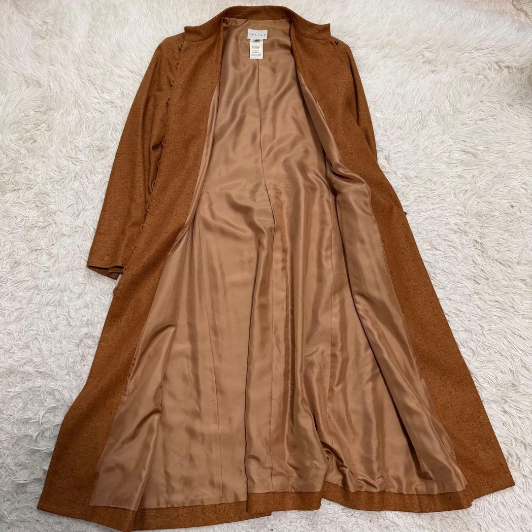 希少極美品XLサイズ相当　セリーヌ　シルク　カシミヤ　ロングコート　2way