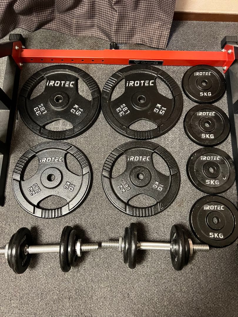 【直接引き取り】トレーニングベンチ ウェイトセット100kg ベンチプレスセット