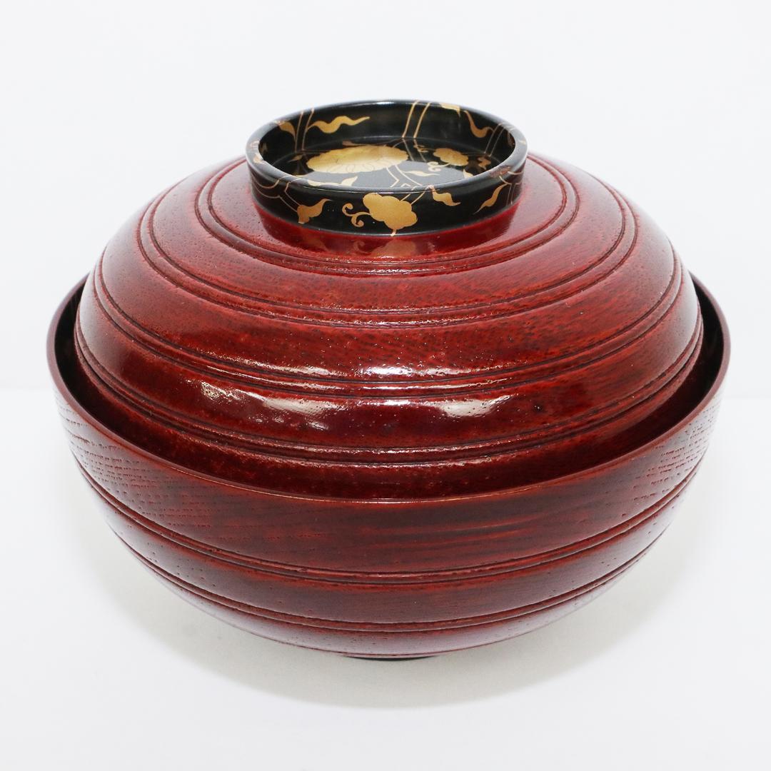 吸物椀　金彩　漆 花　絵　木製　10客　木箱