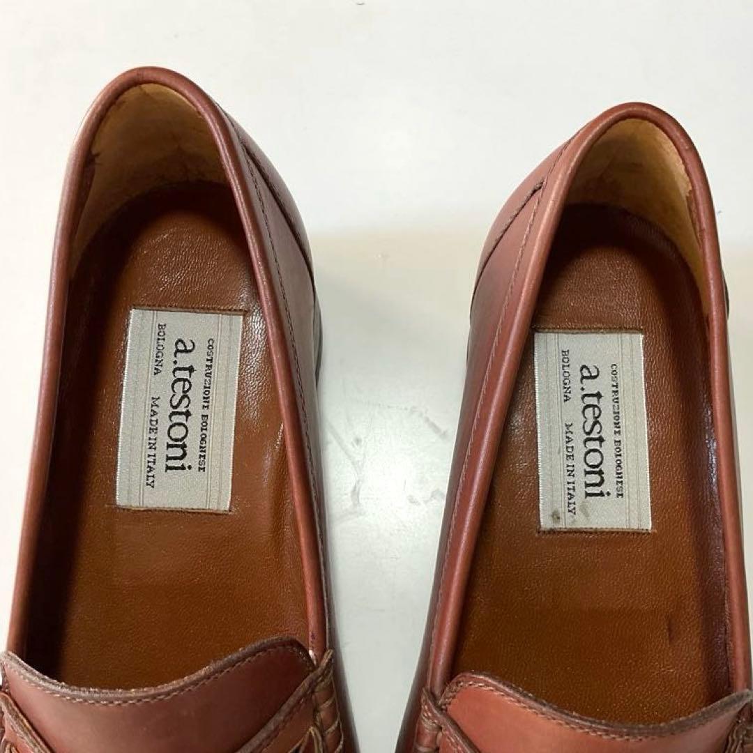 a.testoniブラウンレザーシューズ