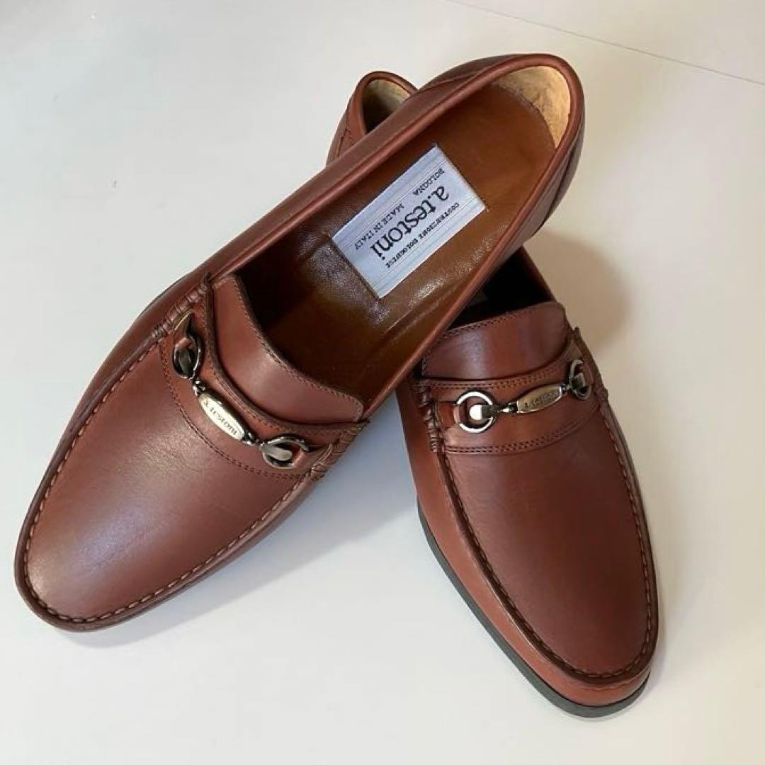 a.testoniブラウンレザーシューズ
