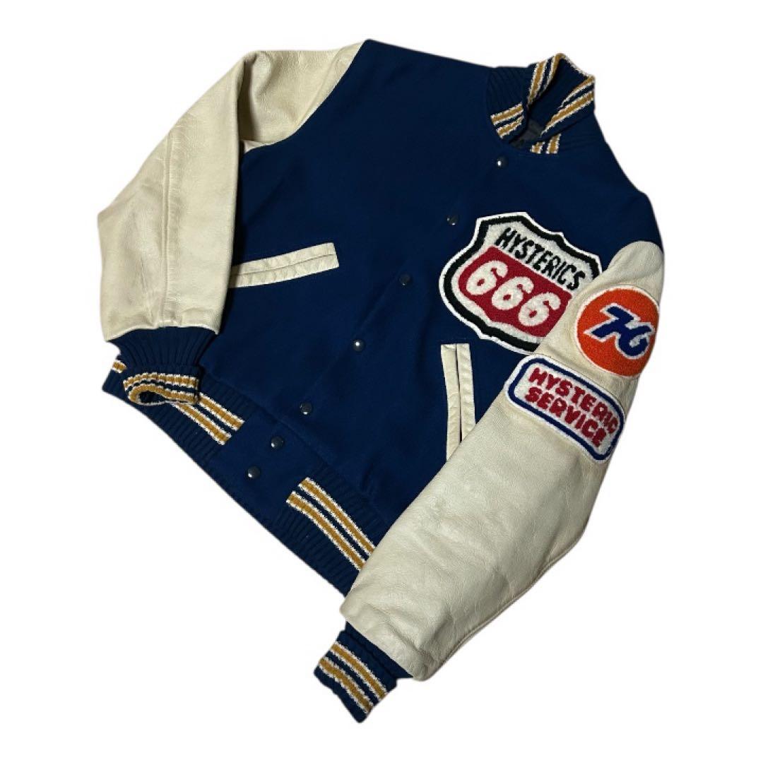 中古 90s USA製 Hysterics 666 袖レザー スタジャン 34