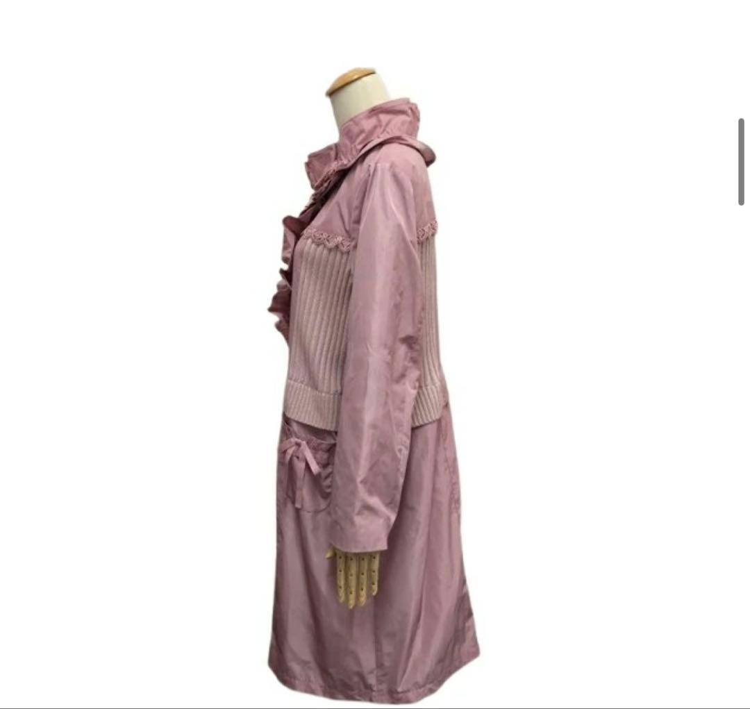 スーパービューティー♡ スタンドフリル衿ウェストニット切替ジャケット