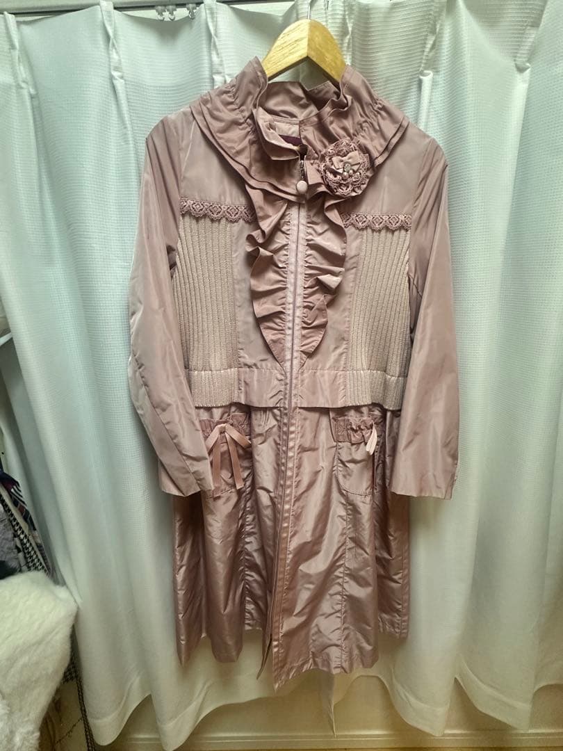 スーパービューティー♡ スタンドフリル衿ウェストニット切替ジャケット