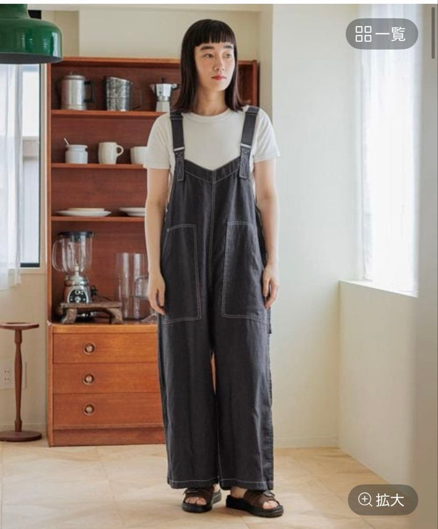 ニコアンド　FINE リネンツイルサロペット