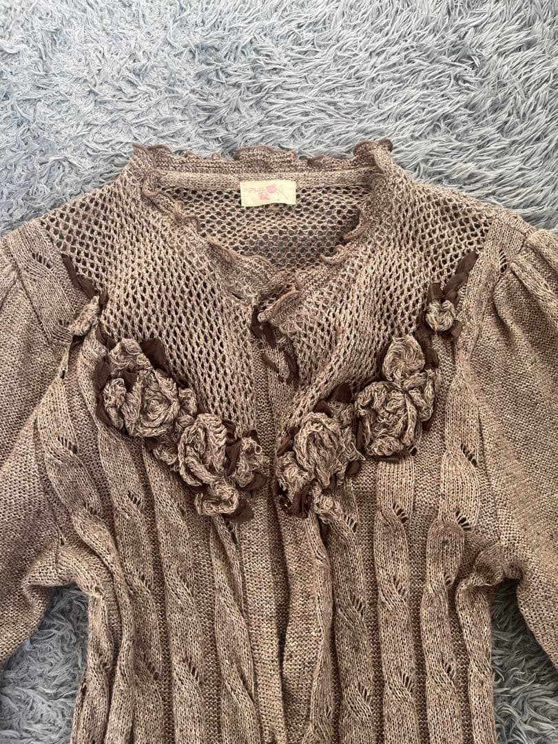 アトリエまりこ　シルクリネン　立体刺繍のマキシ丈ワンピース　アースカラー