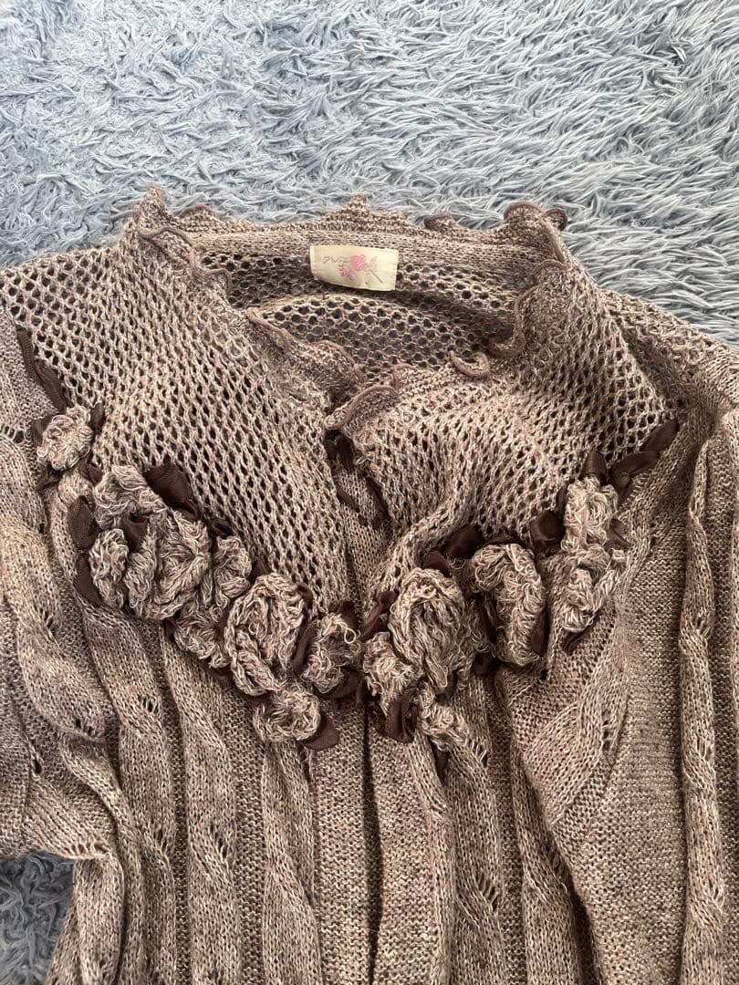 アトリエまりこ　シルクリネン　立体刺繍のマキシ丈ワンピース　アースカラー