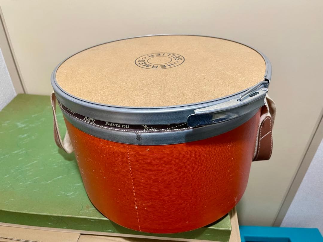 HERMES サドルボックス 30cm エルメス 馬具缶 H800343E 9J