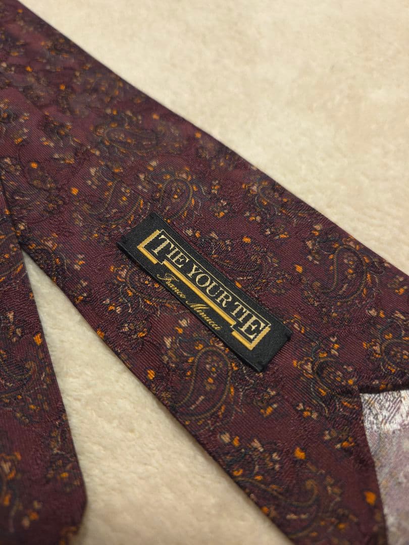 TIE YOUR TIE / セッテピエゲ ペイズリー柄シルクタイ バーガンディ