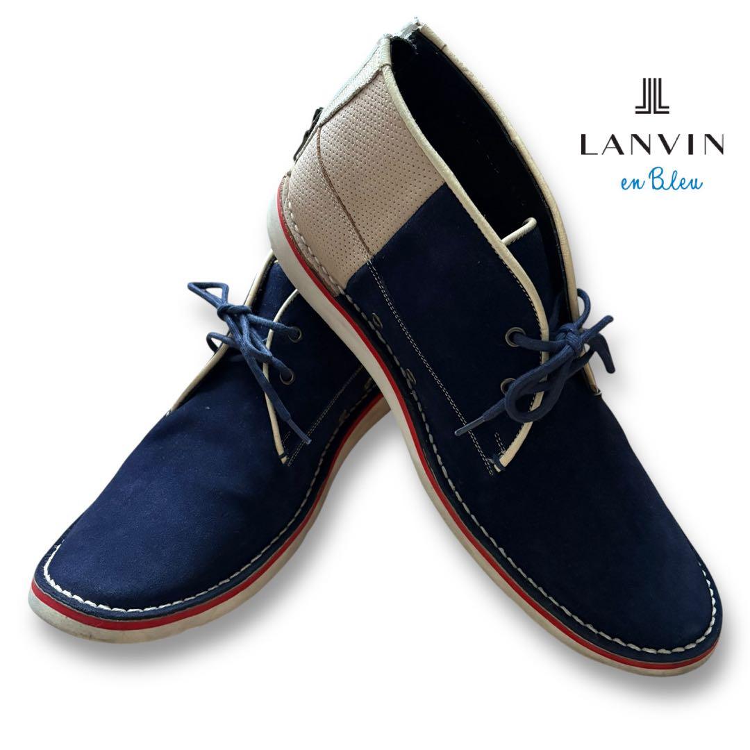 LANVIN en Bleu/ネイビー ハイカット/スウェードシューズ