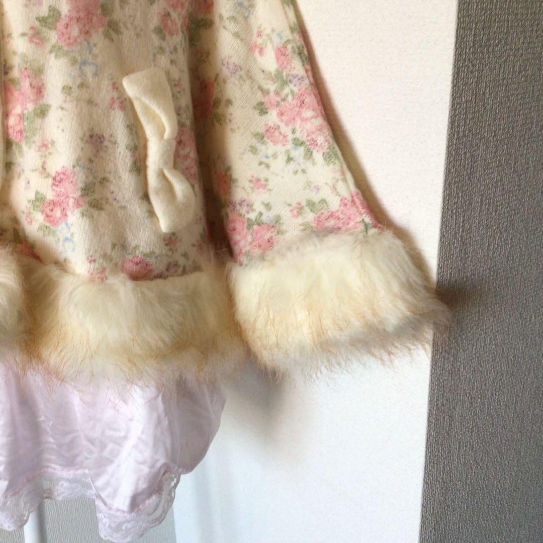 y2k LIZ LISAリズリサ　希少花柄ファーポンチョ　グランジ　姫ギャル