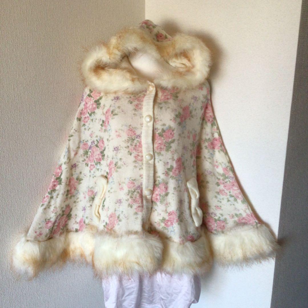 y2k LIZ LISAリズリサ　希少花柄ファーポンチョ　グランジ　姫ギャル