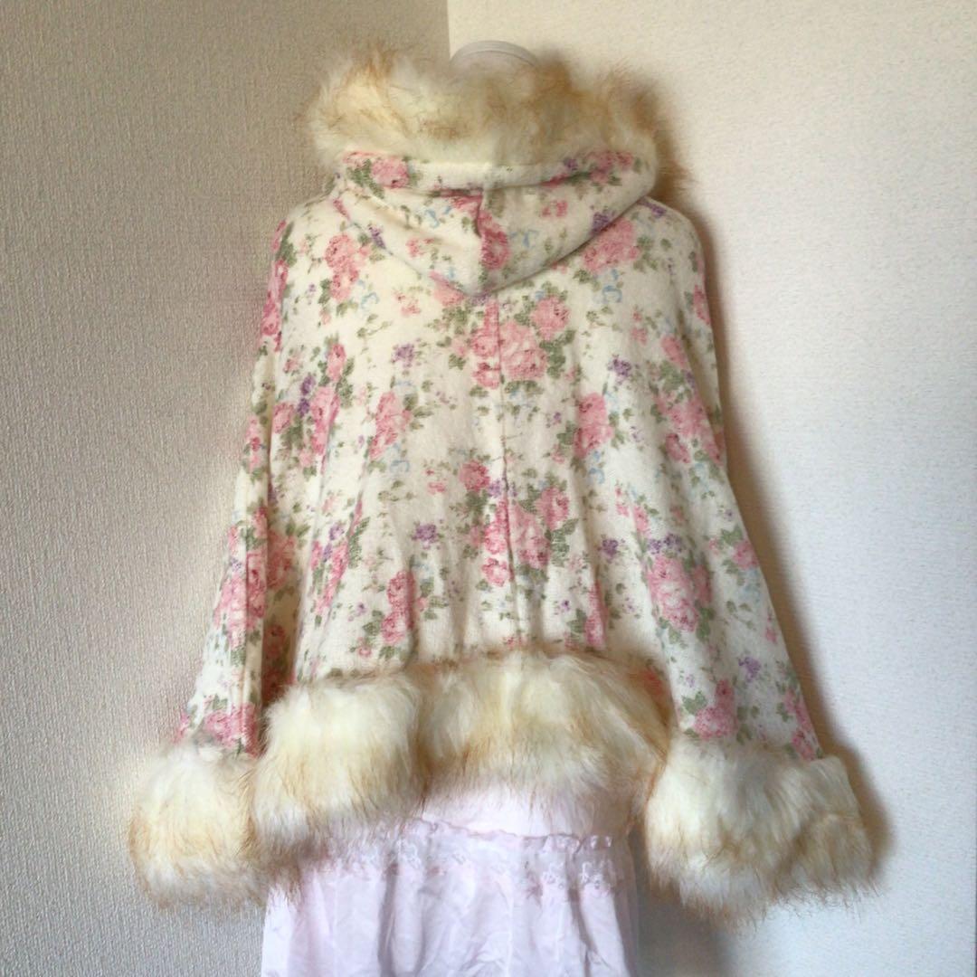 y2k LIZ LISAリズリサ　希少花柄ファーポンチョ　グランジ　姫ギャル