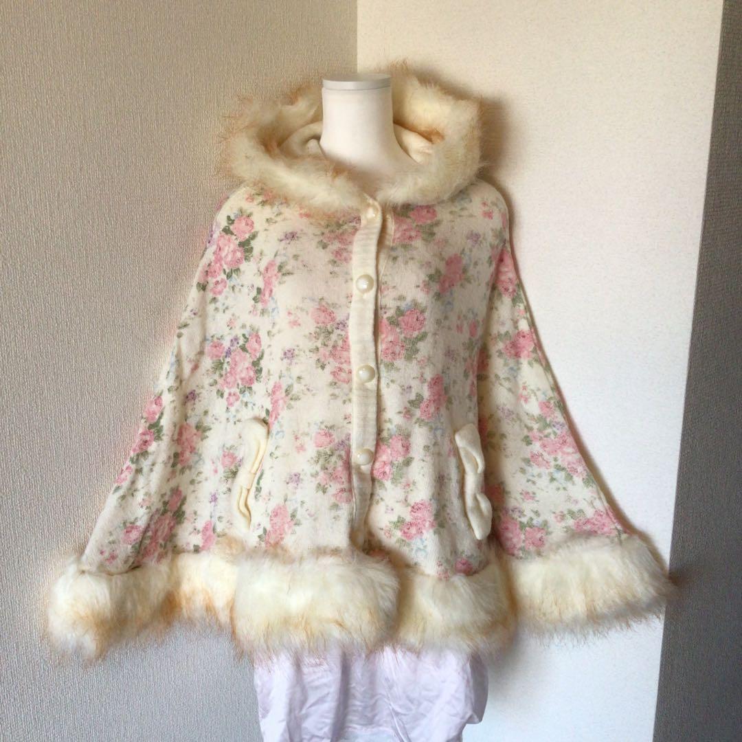 y2k LIZ LISAリズリサ　希少花柄ファーポンチョ　グランジ　姫ギャル