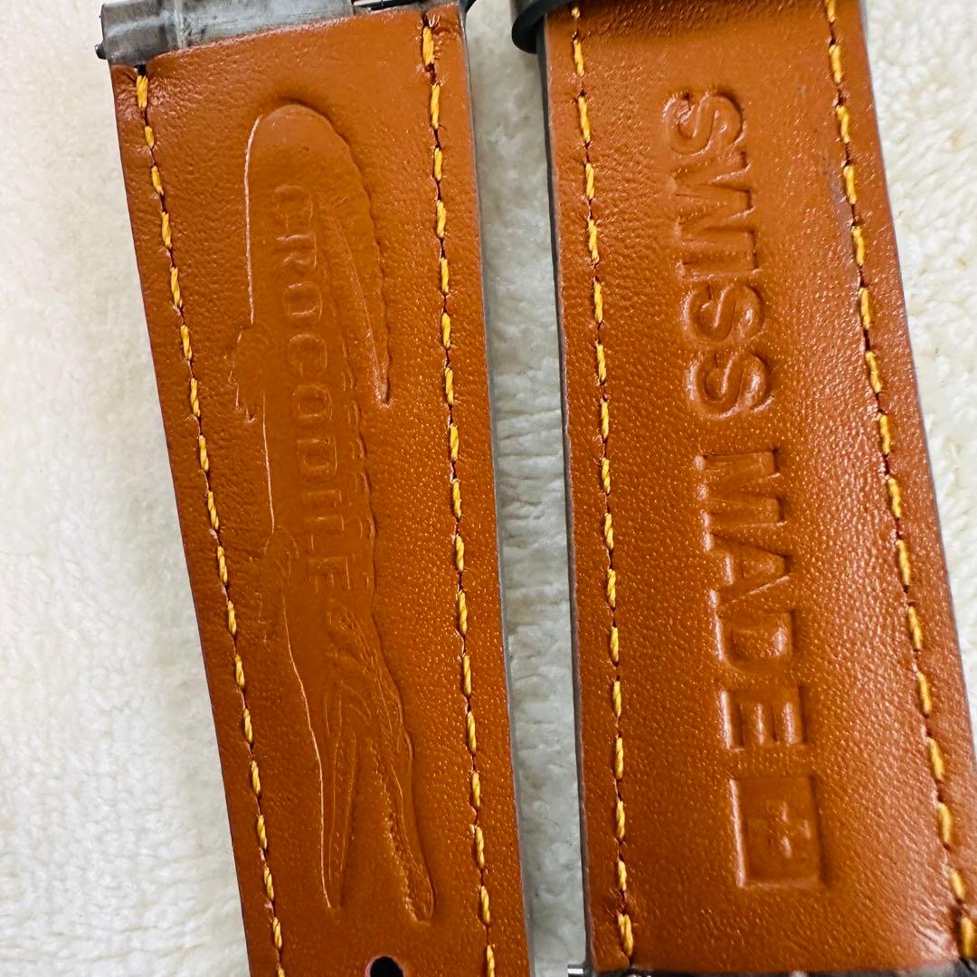 6012#20mm-16mmダークアッシュ★本物クロコダイルベルト★スイス製