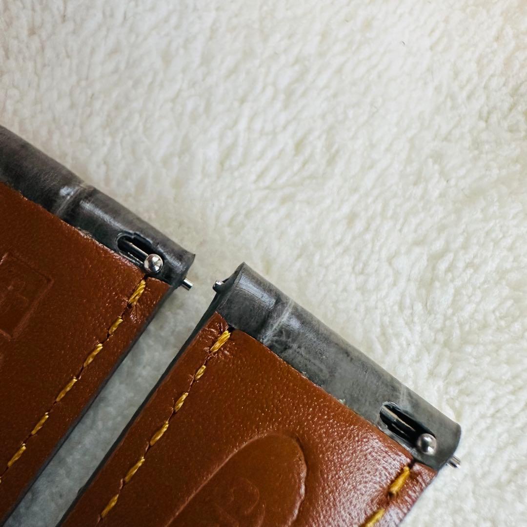 6012#20mm-16mmダークアッシュ★本物クロコダイルベルト★スイス製