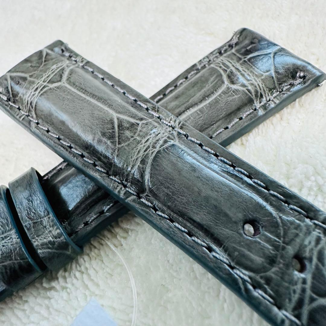 6012#20mm-16mmダークアッシュ★本物クロコダイルベルト★スイス製