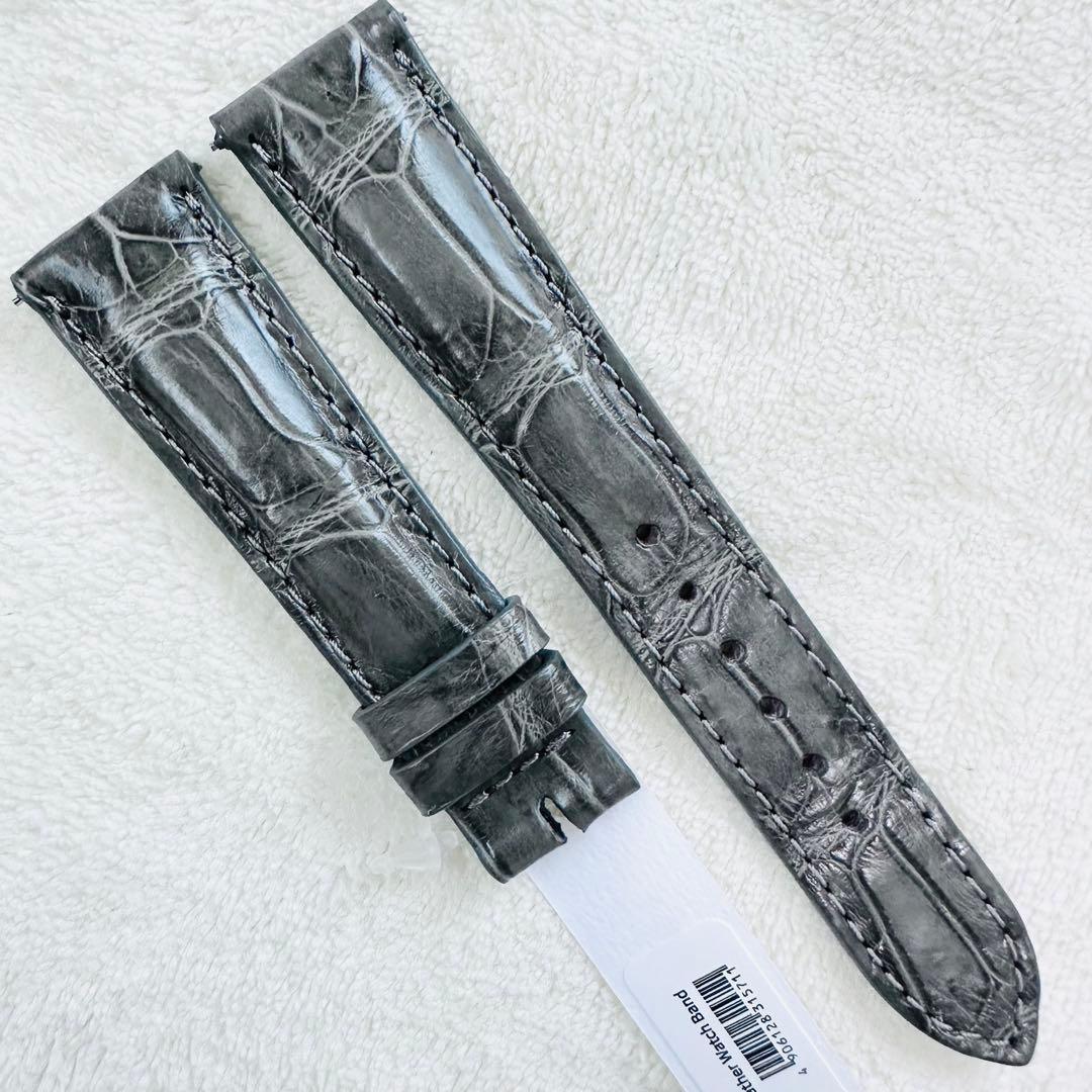 6012#20mm-16mmダークアッシュ★本物クロコダイルベルト★スイス製