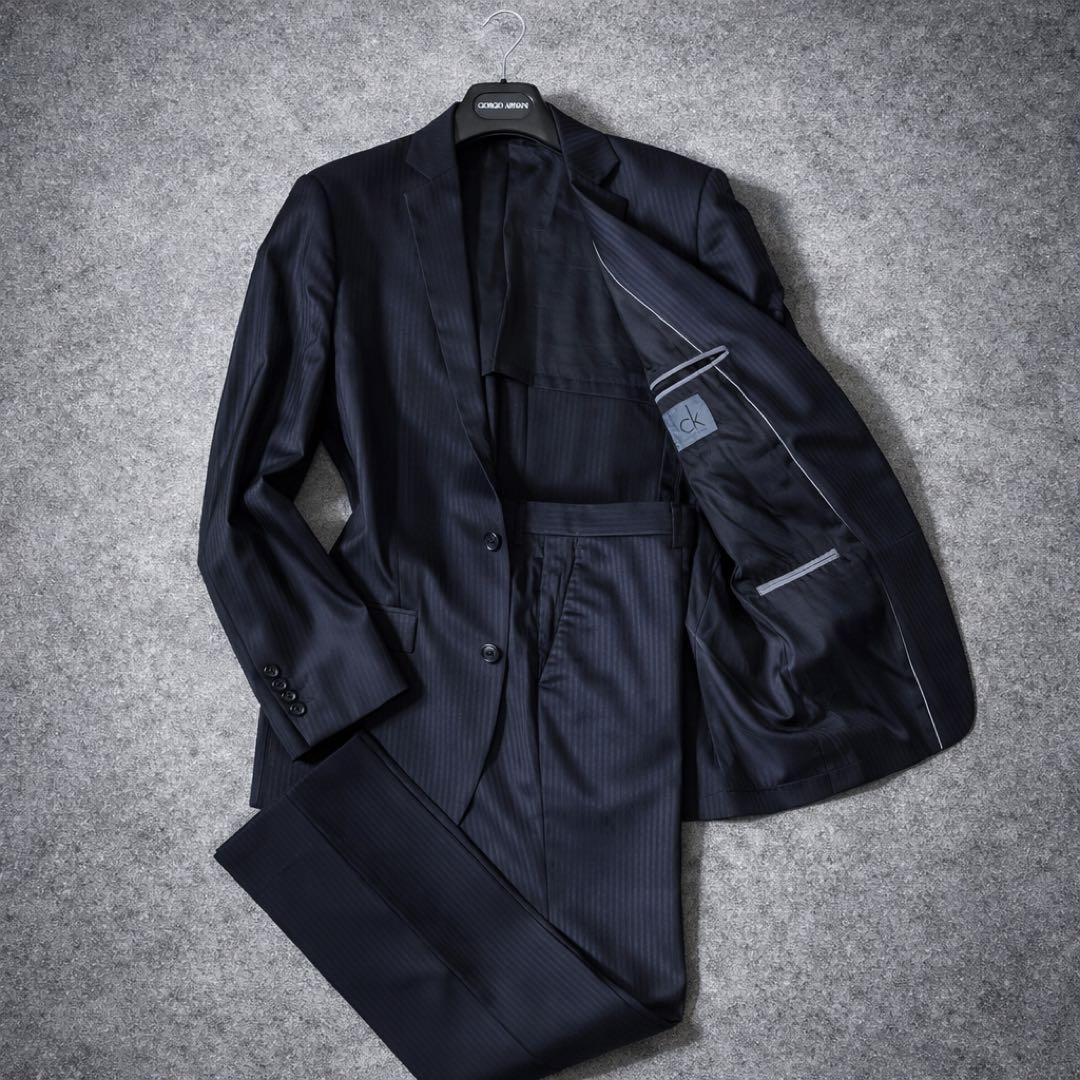 カルバンクライン ビジネススーツ ネイビー シャドーストライプ 上下セット
